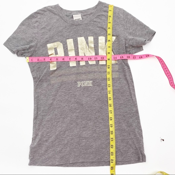 PINK Victoria’s Secret Tee Gray Gold Large - Picture 9 of 9